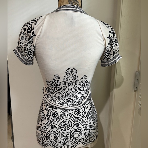BCBGMaxAzria size S faux wrap black and white top - Picture 8 of 12